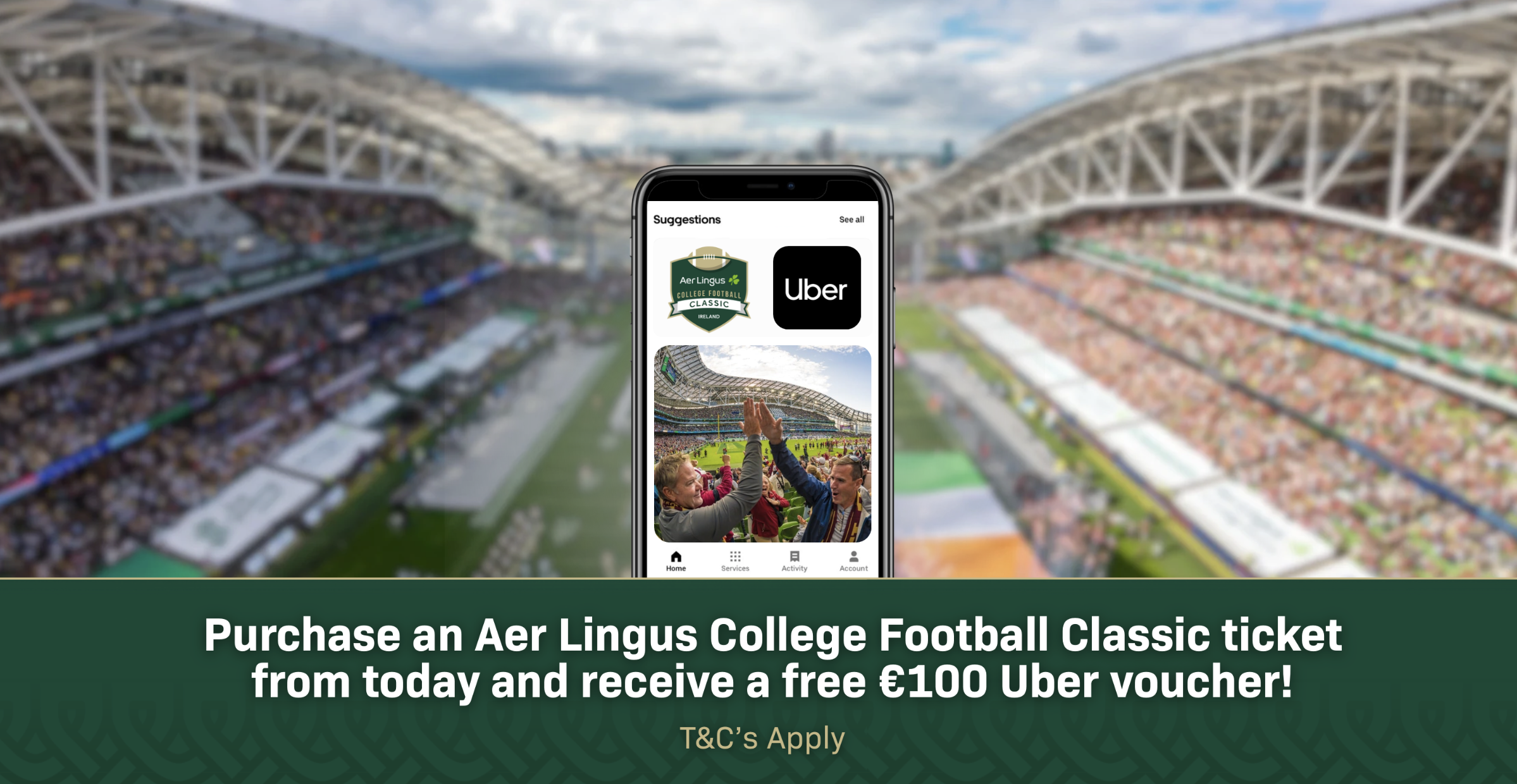 Score big with a free €100 Uber Voucher with your game ticket! 